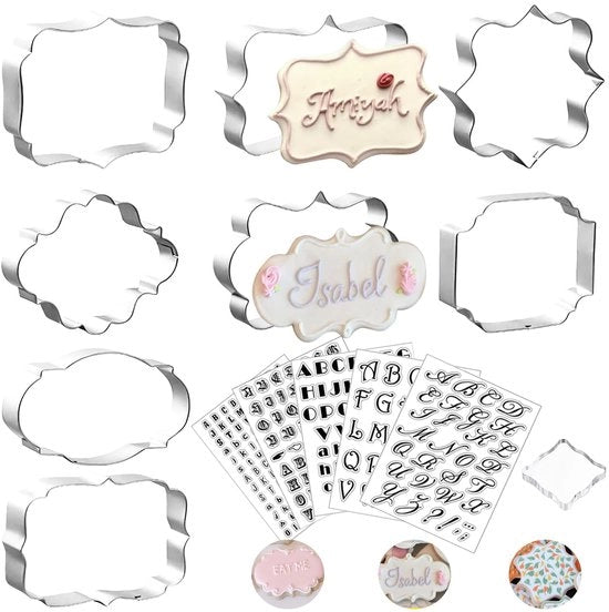Set di lettere per decorare torte, 8 pezzi di stampini per biscotti, 5 pezzi di matite per fondant, timbri in silicone, 1 blocco di acrilico, comprensivo di lettere maiuscole e numeri per la decorazione DIY di torte e biscotti