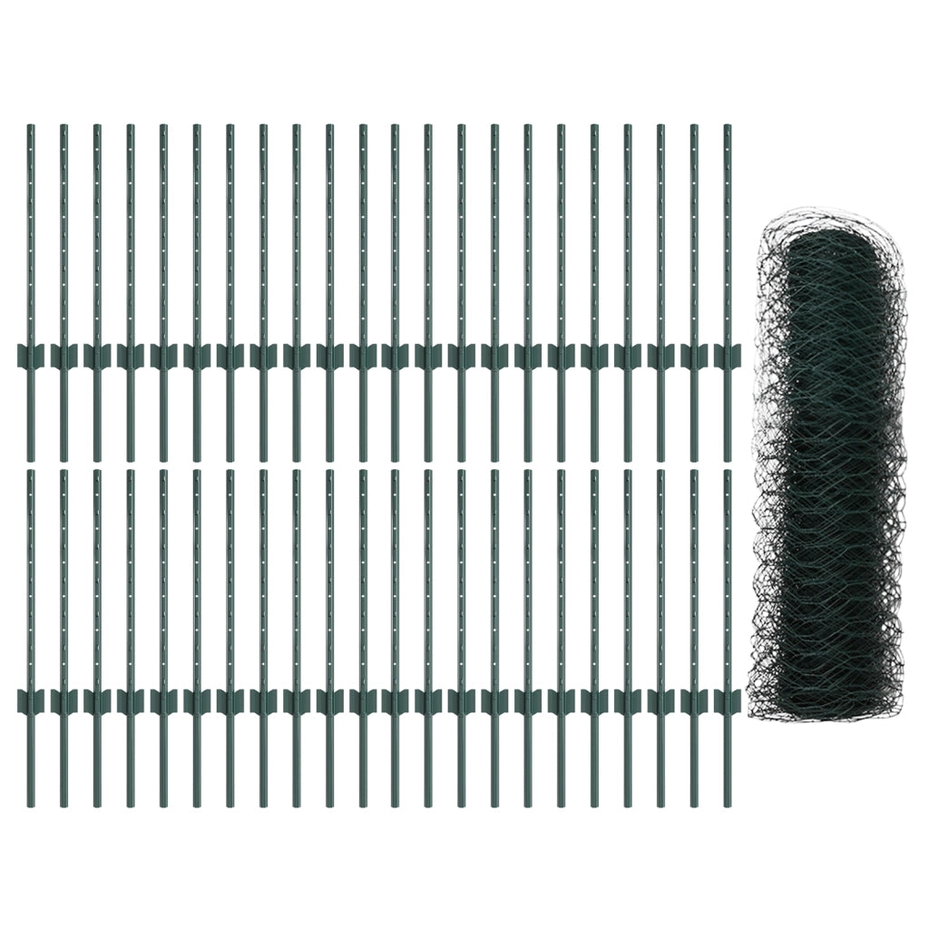Pali per Recinzione  11 pezzi U-Channel Verde 60 cm Acciaio