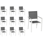 Set di 10 sedie in alluminio bianco - textilene grigio