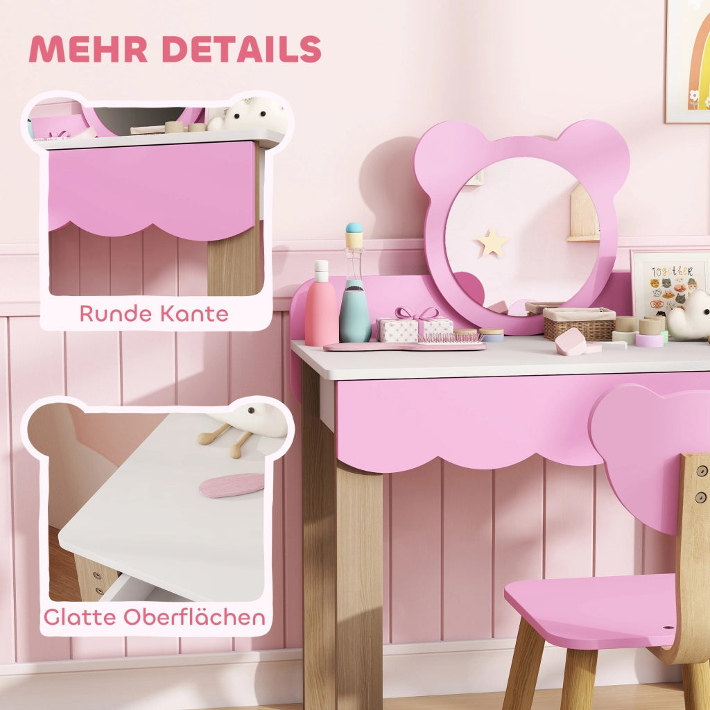 Cassettiera per Bambini con Specchio ¨C zephmum ¨C MDF, Rosa