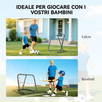 Rete di Rimbalzo da Calcio 78x84x65-78 cm con Angolazione Regolabile in Metallo Nero