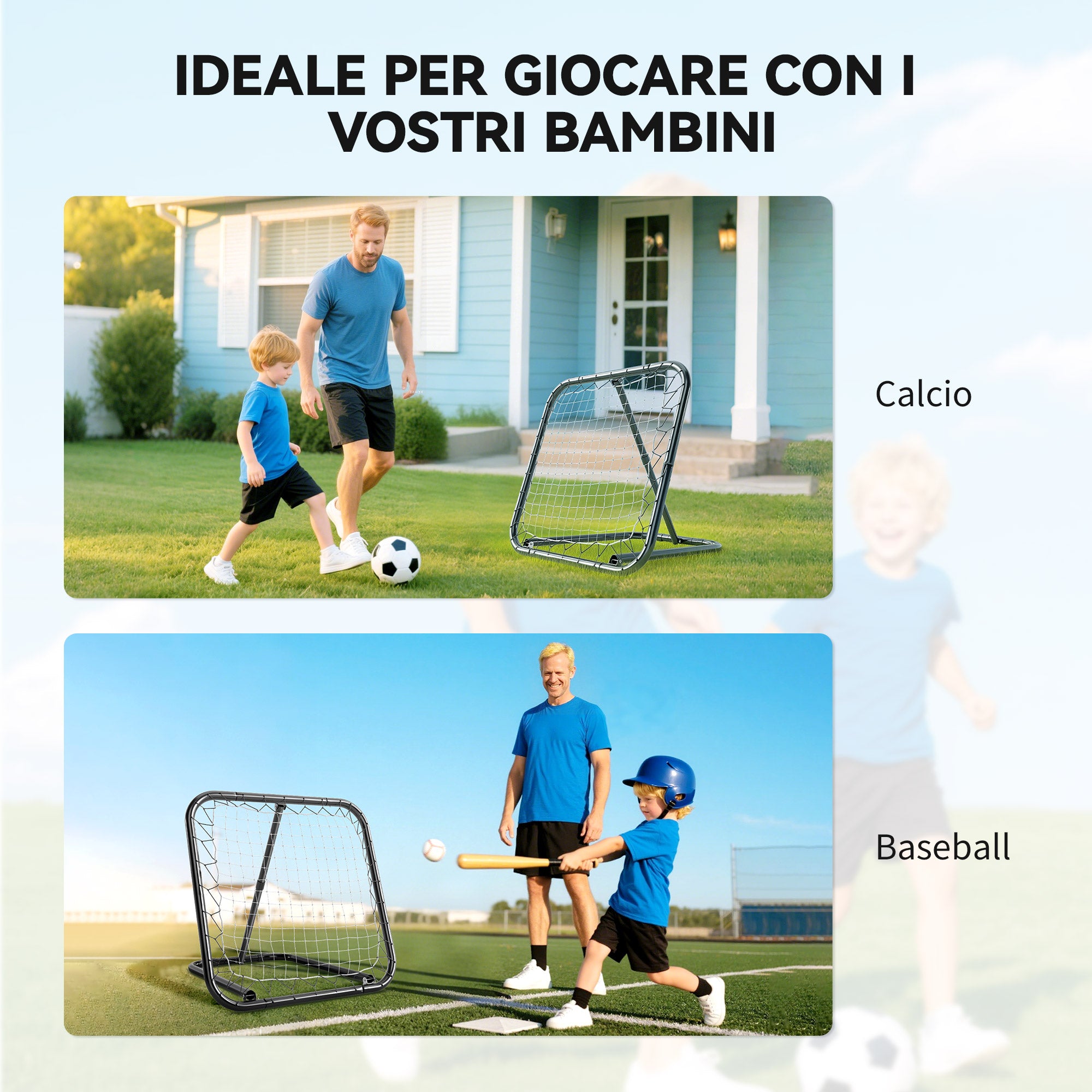 Rete di Rimbalzo da Calcio 78x84x65-78 cm con Angolazione Regolabile in Metallo Nero