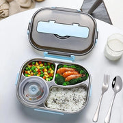 Lunchbox in acciaio inossidabile - 4 compartimenti - 1500 ml - con coltello - ideale per la spesa di tempo