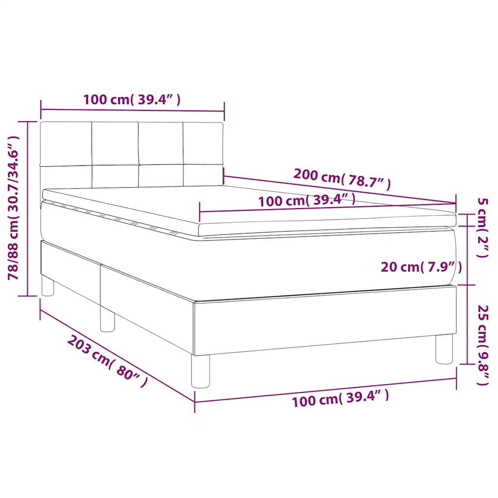 Letto a Molle con Materasso e LED Blu Scuro 100x200 cm 3134391