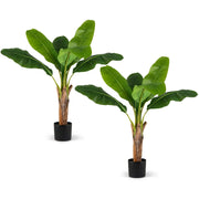 Set di 2 alberi artificiali di uccelli del paradiso 107 cm fogliame realistico rami regolabili stile tropicale in PEVA verde 20_0012397