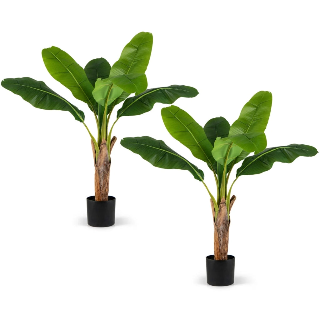 Set di 2 alberi artificiali di uccelli del paradiso 107 cm fogliame realistico rami regolabili stile tropicale in PEVA verde 20_0012397