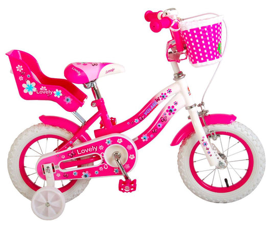 Bicicletta per Bambina 12" 1 Freno Lovely Rosa e Bianca