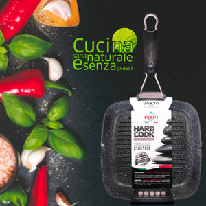 Bistecchiera Antiaderente 1 Manico 26x26 cm Olympia Hard Cook