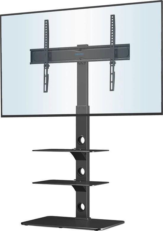 Sostegno TV Universale per Pannelli Pianeggianti da 30-70 Pollici LED OLED LCD Plasma, con Regolazione di Altezza, Placche di Vetro Resistente a 3 Livelli fino a 40 kg, Massima VESA 600x400 mm