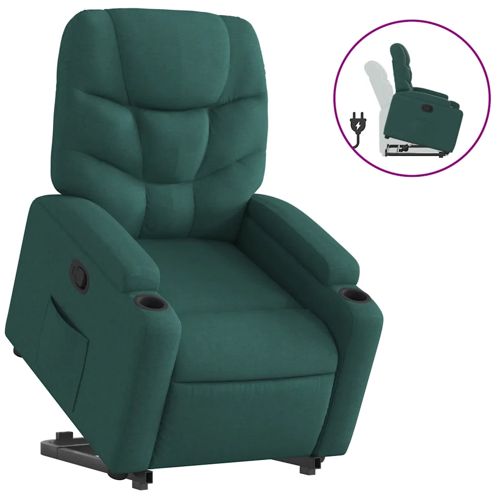 Poltrona | Sedia Relax Alzapersona Reclinabile Verde Scuro in Tessuto