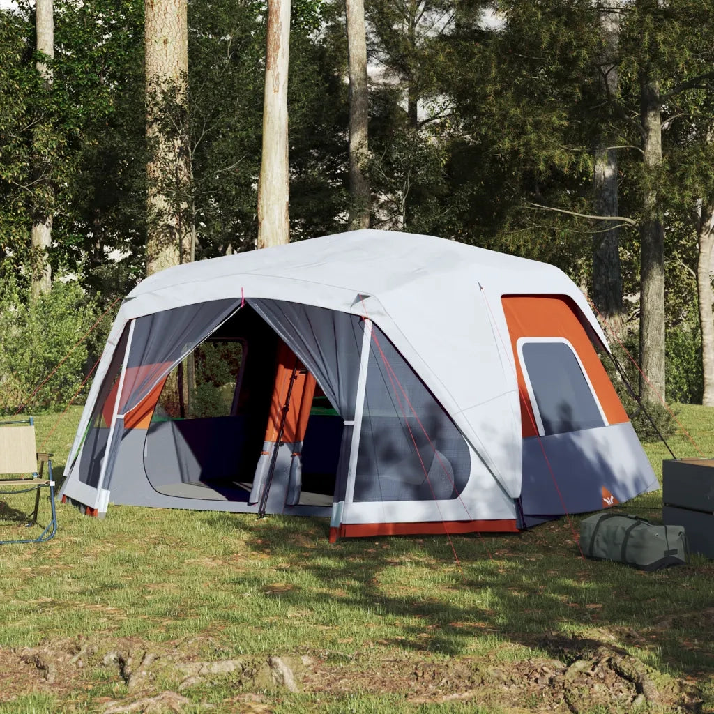 Tenda Famiglia LED 10 Persone Grigio/Arancione Rilascio Rapido 94303