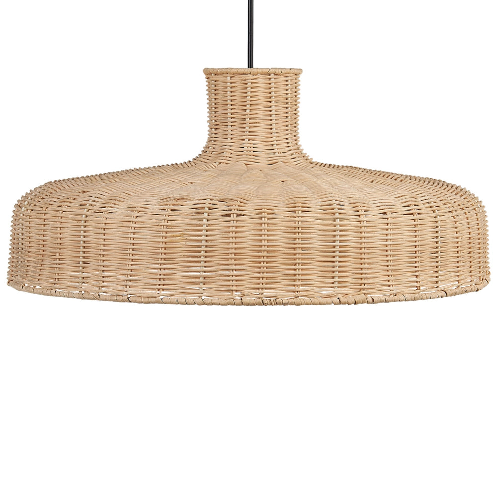 Lampadario a sospensione rattan beige naturale fatto a mano 108 cm boho