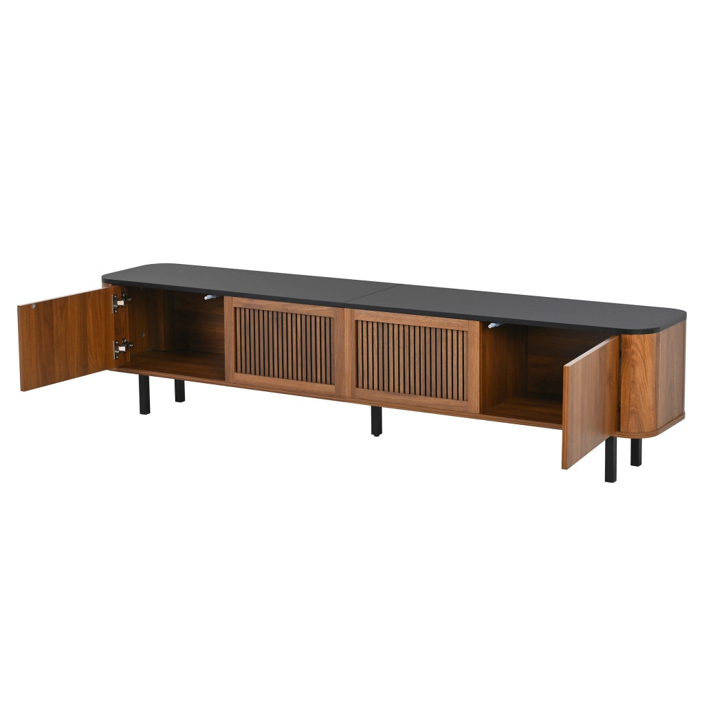 Mobile porta TV moderno con ante a griglia e ampi scomparti in MDF e pannello truciolare noce 190 × 35 × 45 cm