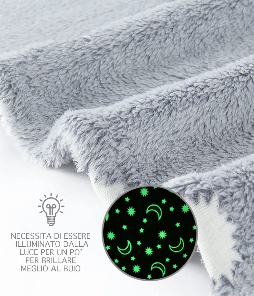 Coperta Magica Night Glow Si Illumina Al Buio Plaid Pile Morbida Calda 240Gr/Mq Flanella Di Microfibra Letto Copertina Divano  - Dis 1 - Plaid 127x152 cm