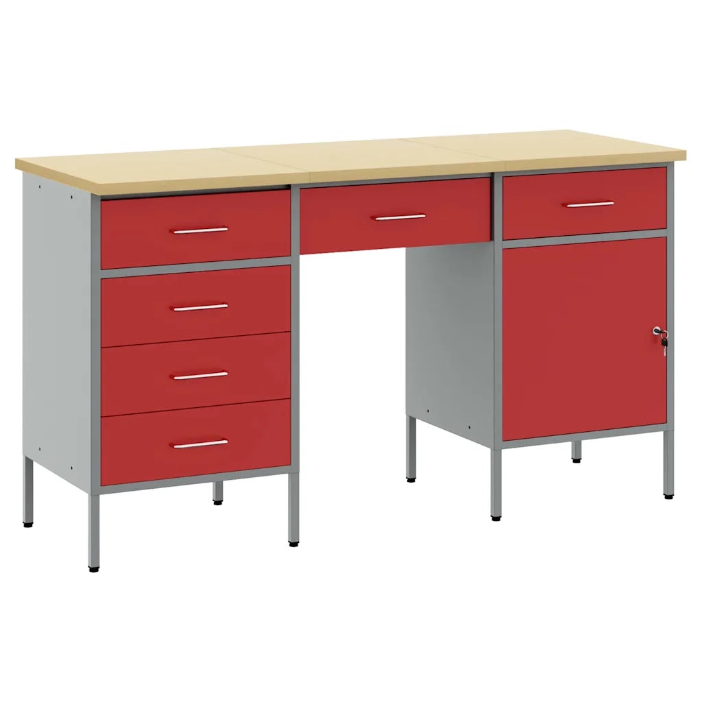 Mobile da lavoro 3 pcs Rosso Legno ingegnerizzato e acciaio 3321379