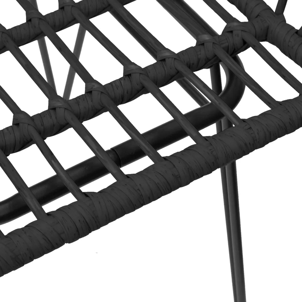 Set da Pranzo da Giardino 5 pz | Set Salotto da Giardino Nero in Polyrattan