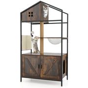 Mobile per gatti con vano per lettiera 80 x 48 x 150 cm comfort ottimale atmosfera accogliente metallo marrone rustico 20_0012778