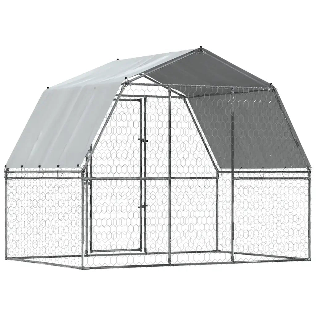 Box per Cani con Tetto e Anta Argento in Acciaio Zincato 3294908