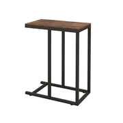 Tavolino laterale a forma di C 45,5 x 25,5 x 64 cm pratico supporto per divano e letto design rustico pannello in legno ingegnerizzato marrone 20_0013865