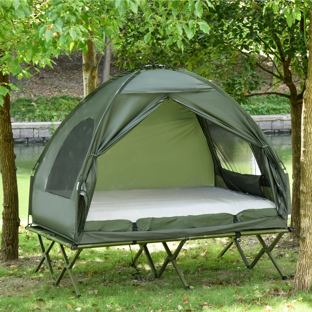 LETTO da campeggio Set da 2 persone 103 x 27 x 36 cm verde con materasso gonfiabile incluso
