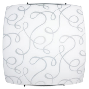 Plafoniera 1xE27 Ganci Cromo Vetro Lastra Bianco Decorato Fantasia E-Energy Marilena