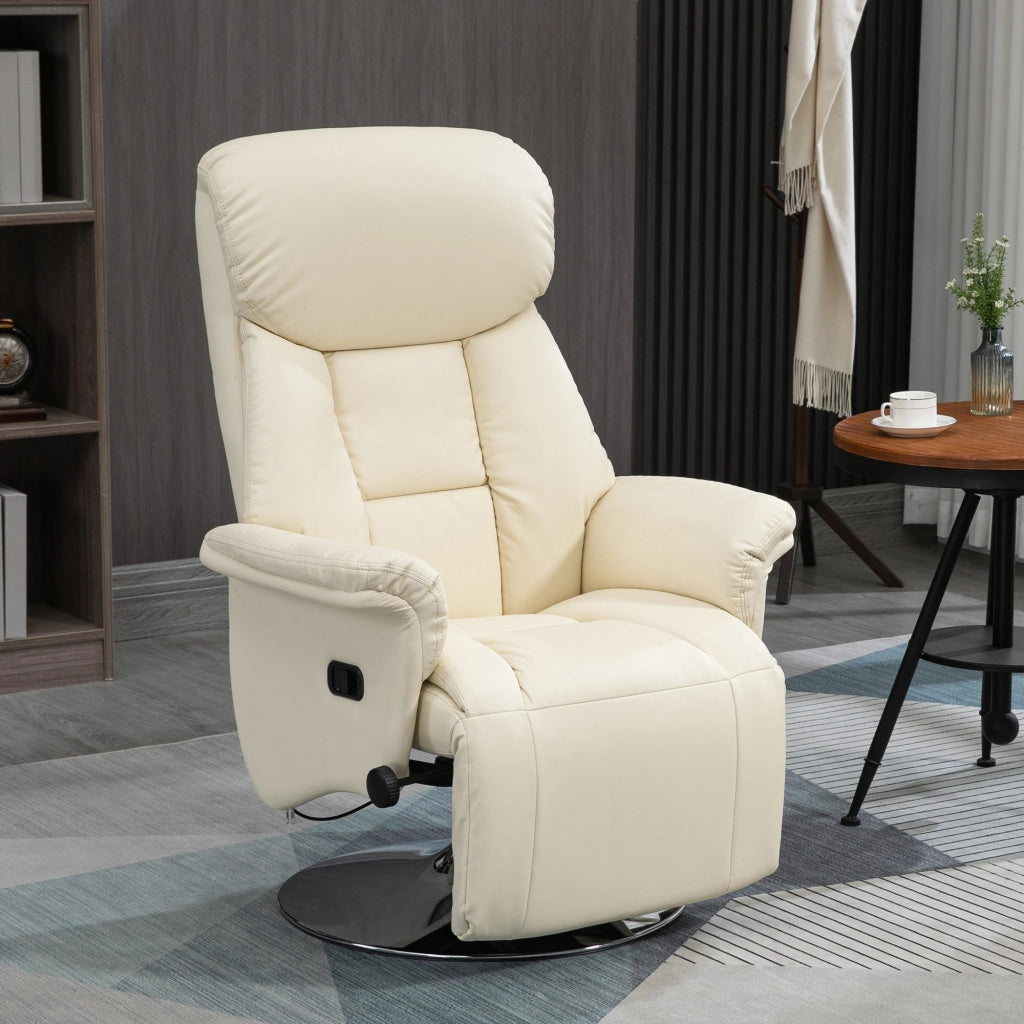 Poltrona Relax Reclinabile Girevole con Poggiapiedi ¨C zephmum ¨C Crema