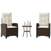 Set Bistrò 3 pz con Cuscini Marrone in Polyrattan