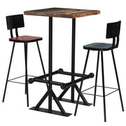 Set da Bar 3 pz in Legno Massello di Recupero Multicolore cod mxl 16569