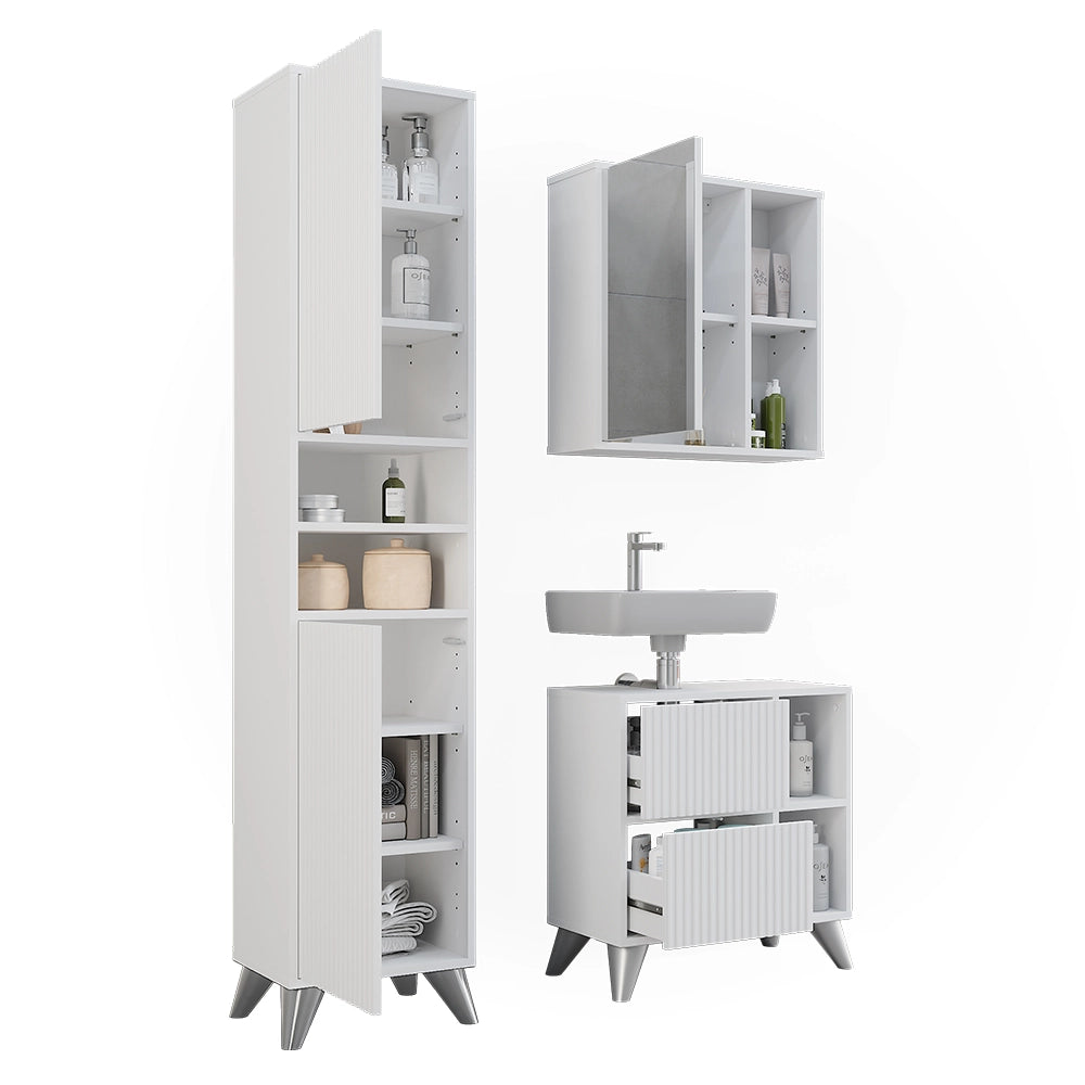 Vicco Set di mobili da bagno Bianco 3 parti