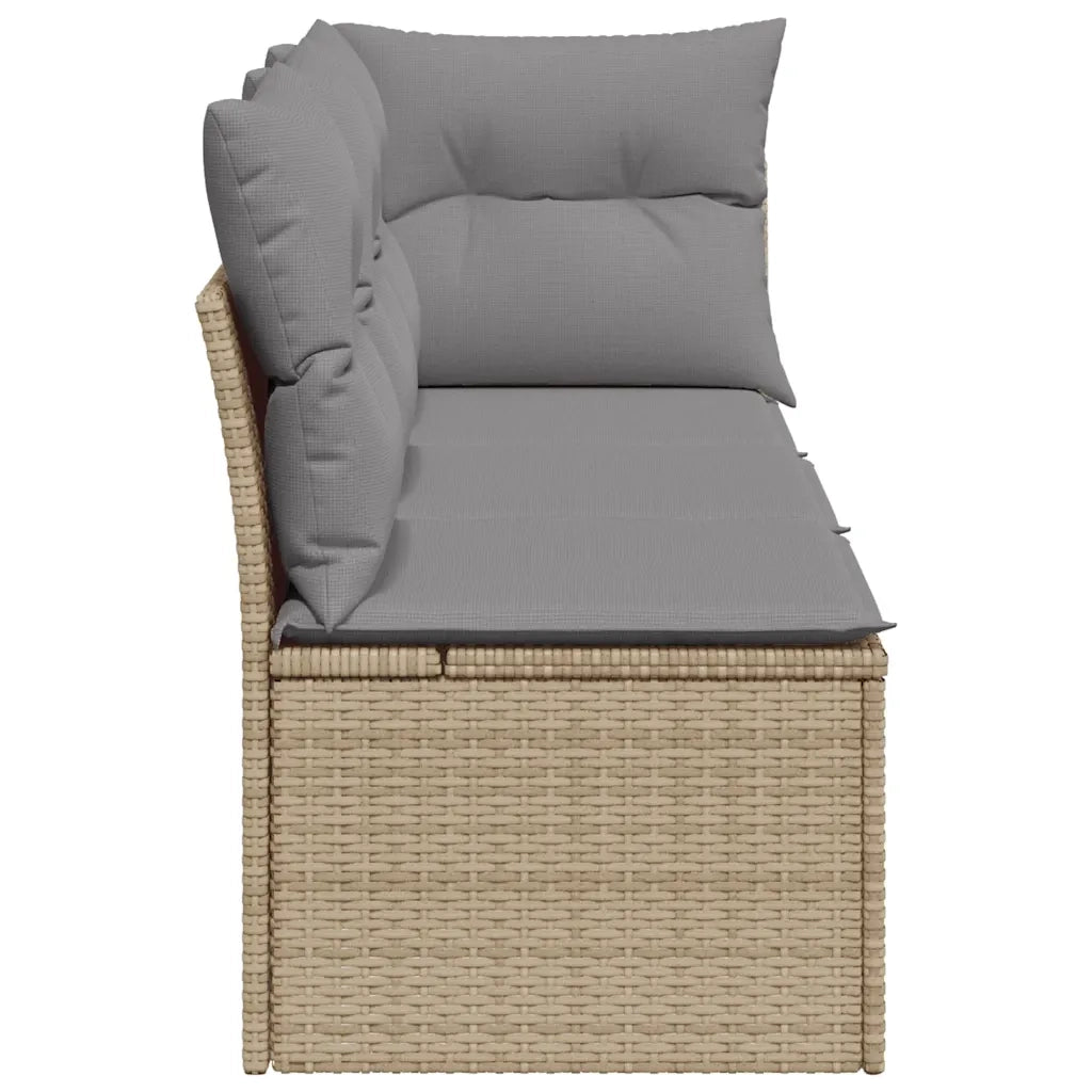 Divano da Giardino con Cuscini a 3 Posti-Sofa da Giardino-Divano da esterno Beige in Polyrattan 291069
