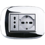 Trade Shop - Placca Oval 3 4 6 Moduli Colore Cromo Lucido Compatibile Bticino Axolute -  -3 Fori     -