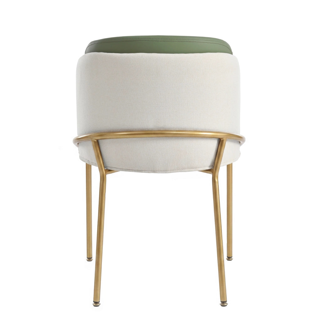 Sedia da Pranzo Ergonomica con Piedini Regolabili e Struttura Stabile, Metallo e Legno, Verde Dorato