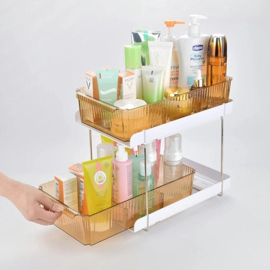 Organizzatore sotto il lavandino - Soluzione di organizzazione per la cucina e la camera da bagno - 2 livelli - Multifunzionale