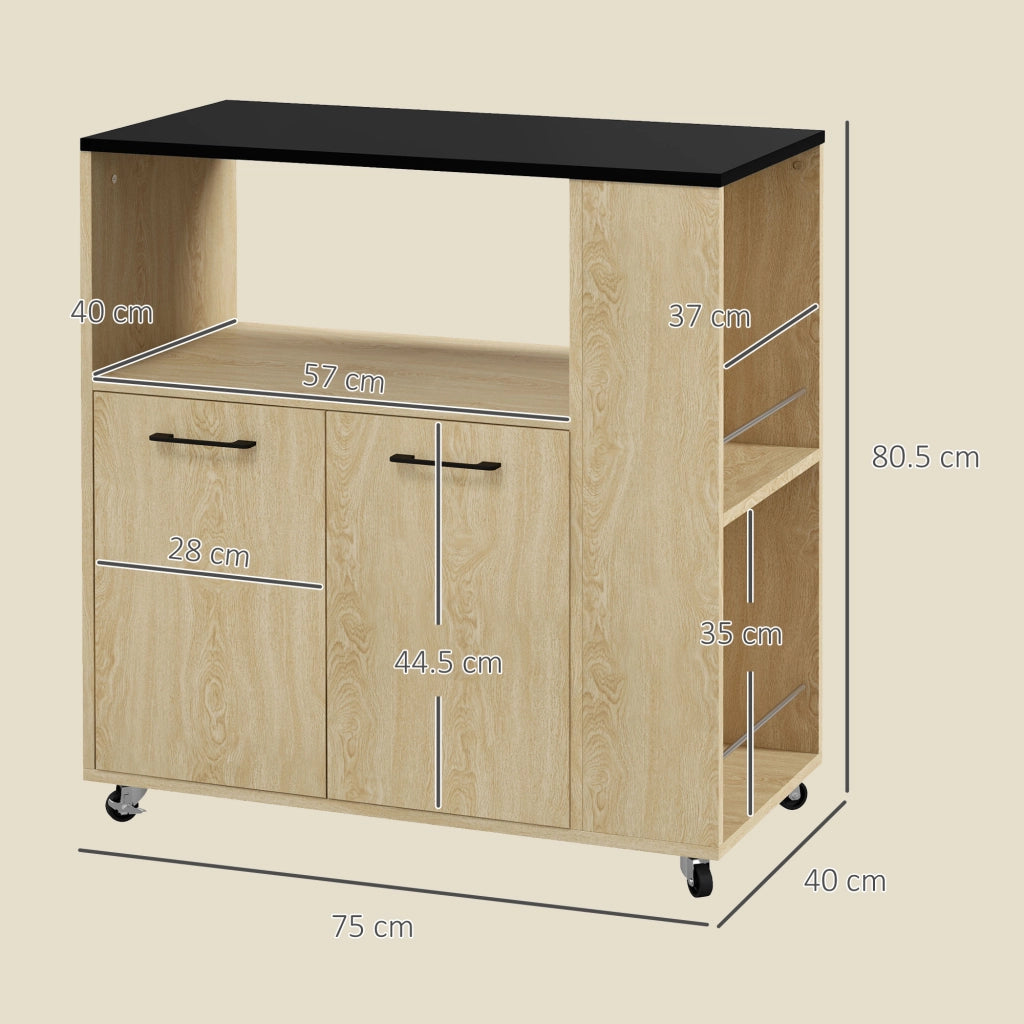 Armadietto Cucina con Ripiano Aperto e Scaffale Laterale ¨C zephmum ¨C Bianco 75x40x80.5 cm