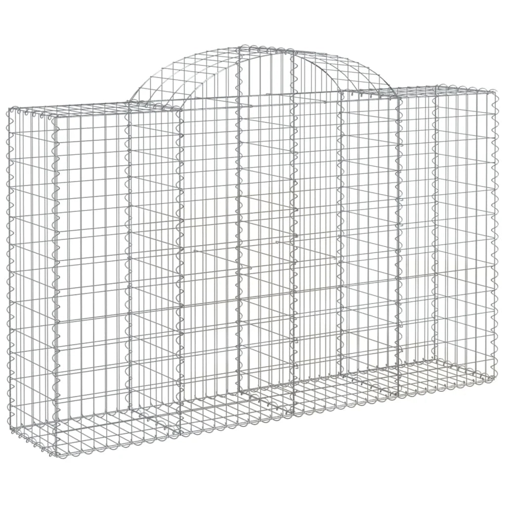 Cestini gabbioni recinzione a gabbia muro di contenimento ad arco 18 pezzi 200 x 50 x 120/140 cm ferro zincato argento 02_0040498