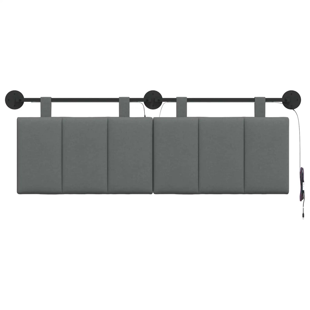 Testiera sospesa Con luce LED Grigio Scuro Tessuto