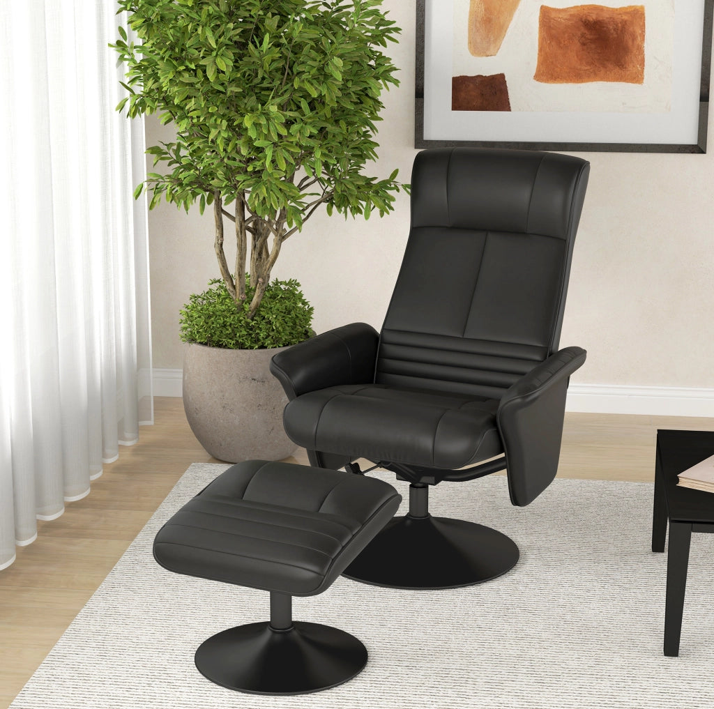 Poltrona relax girevole con poggiapiedi nera