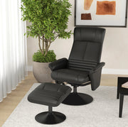 Poltrona relax girevole con poggiapiedi nera