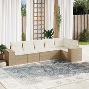 Set Divano da Giardino 6 pz con Cuscini Beige in Polyrattan 3222587
