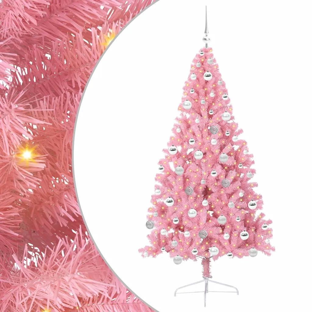 Albero di Natale artificiale con luci integrate Rosa 180 cm PVC 3397081