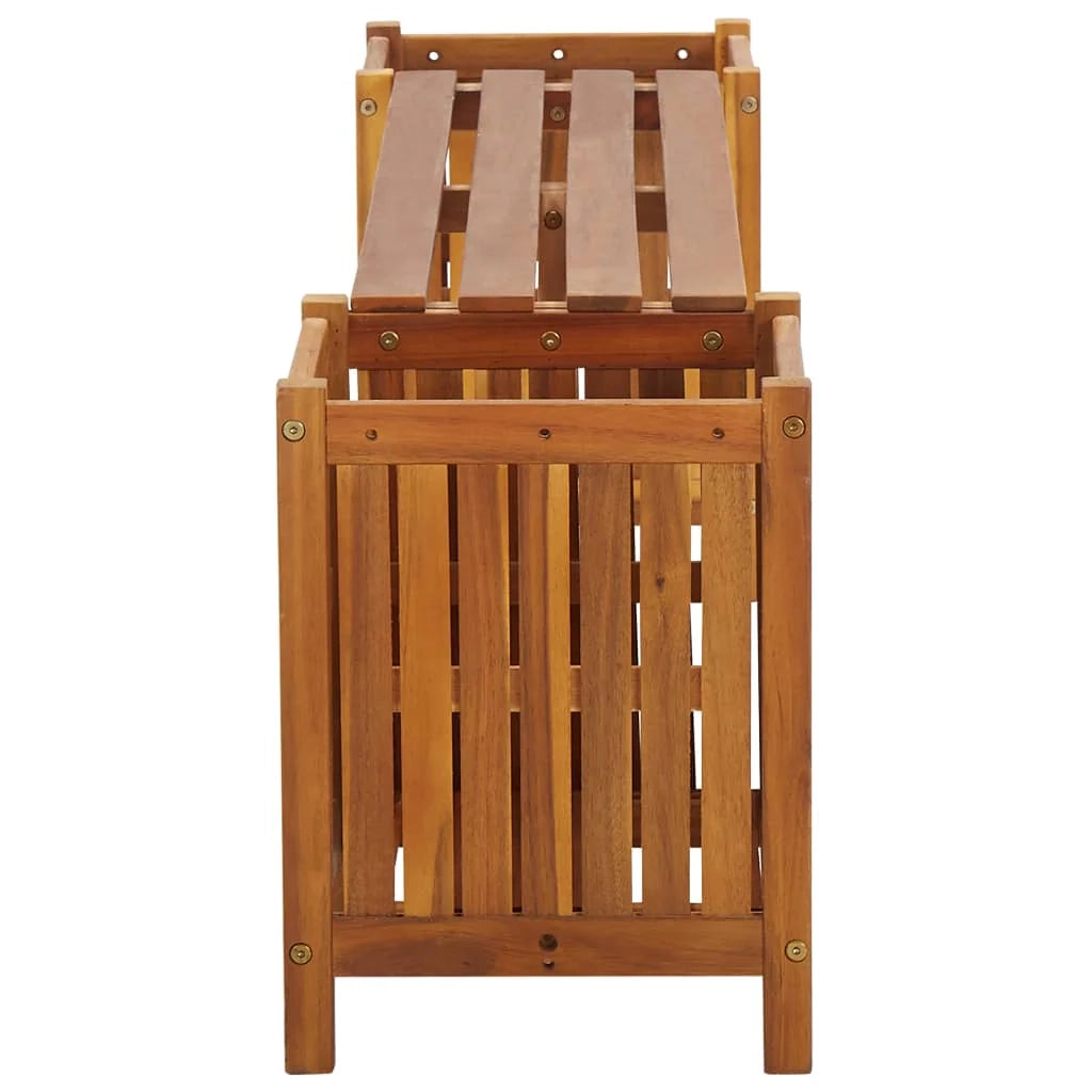 Panca da giardino mobili da esterno per patio terrazza con 2 fioriere 150x30x40 cm legno di acacia 02_0011341