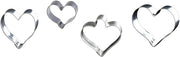 Set di stampi a forma di biscotto - in acciaio inossidabile - ideale per biscotti, fondant e dolci - modello: cuore 2 (4 pezzi) - Fatto in Germania