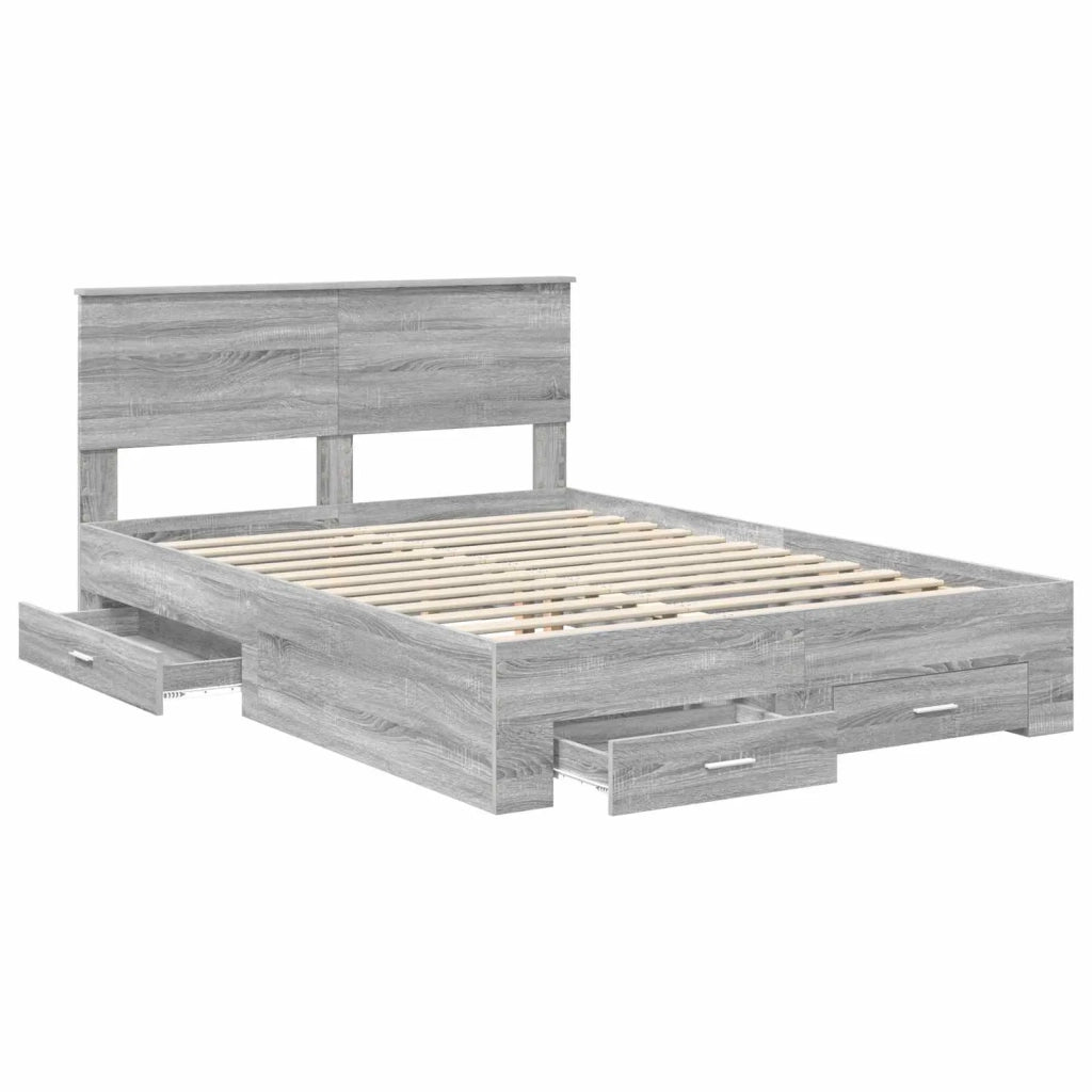 Struttura del letto con testiera Grigio Sonoma 140 x 190 cm 3408259