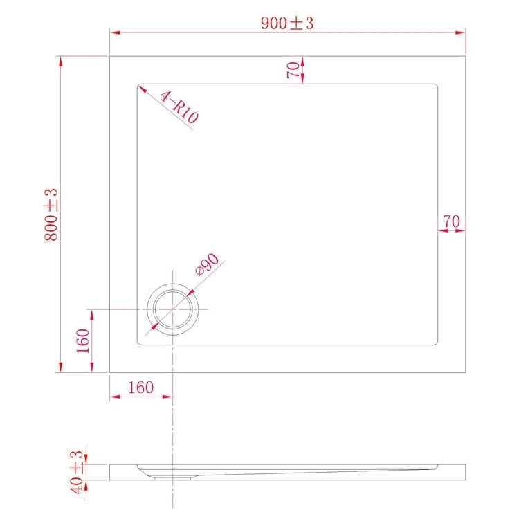 Piatto Doccia Slim 80x90x4 cm Rettangolare Acrilico Bordato Antracite Effetto Pietra mod. Flower