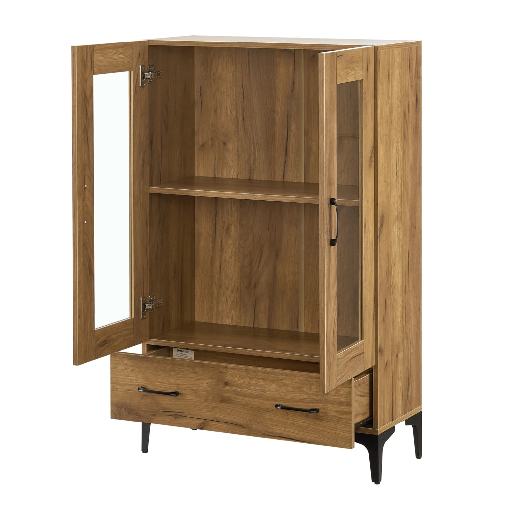 Armadio a Vetrata Søndersø Credenza con Vetrina 115 x 70 x 31 cm Effetto Rovere [en.casa]