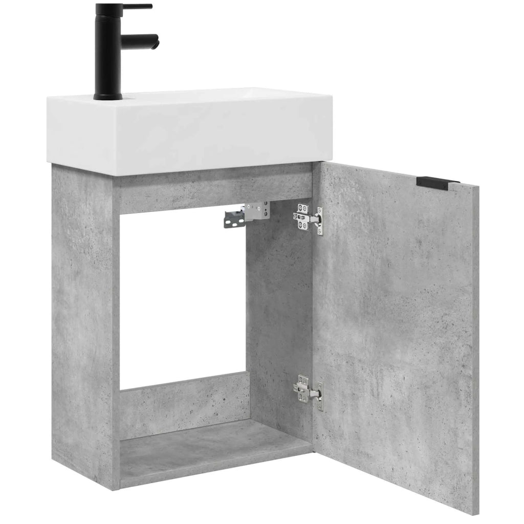 Mobile bagno con rubinetto Grigio Cemento 45,5 x 22,5 x 84 cm 889428