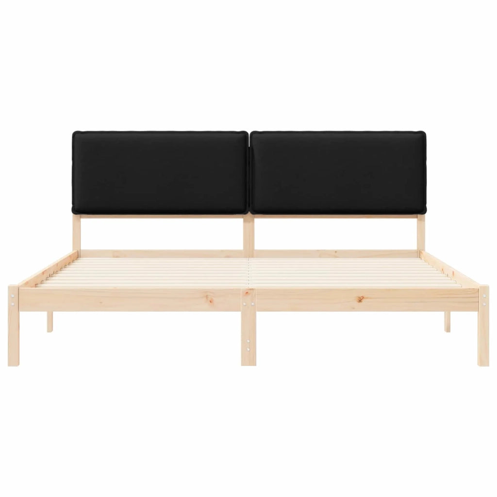 Letto con Testiera Rivestita Nero 200 x 200 cm Pino massello