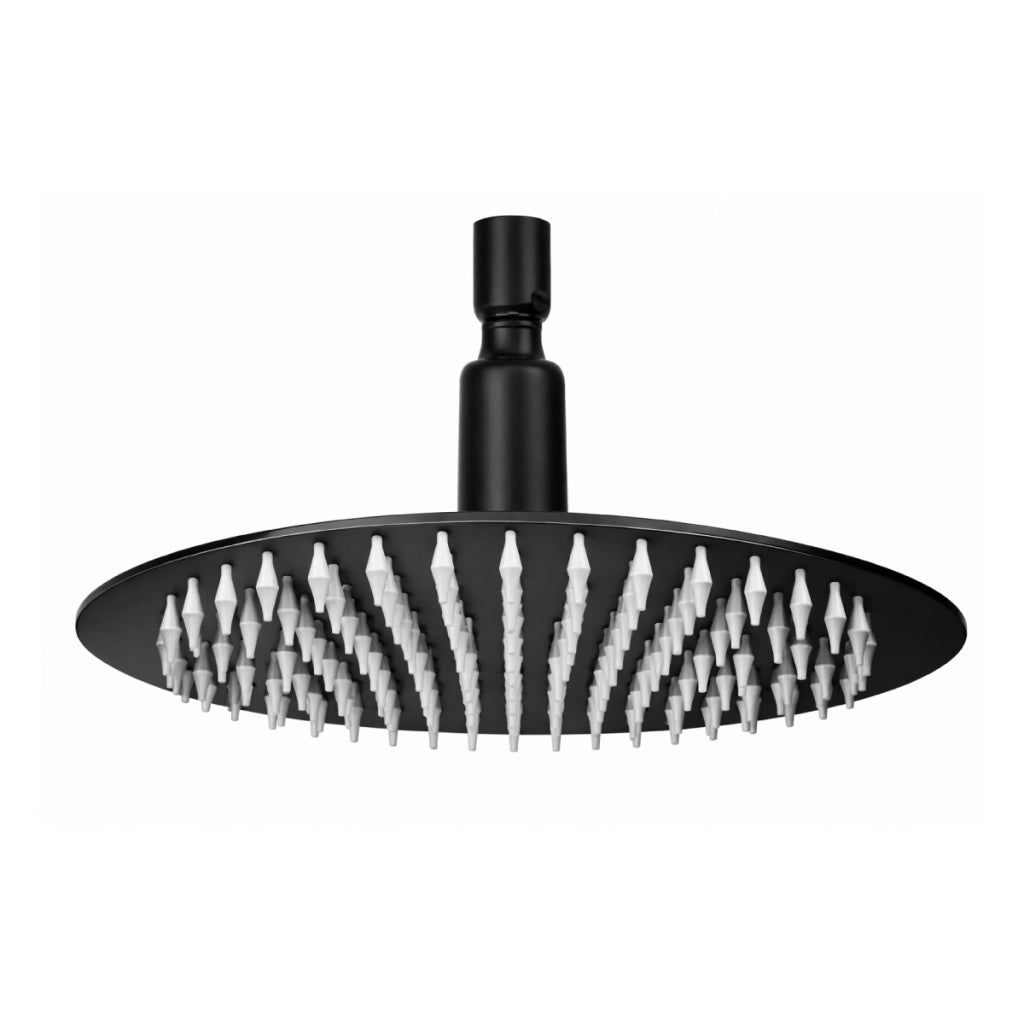 SOFFIONE DOCCIA TONDO IN ACCIAIO MODELLO CRYSTAL - 1/2 1 GETTO Ø300MM - NERO OPACO  - AER