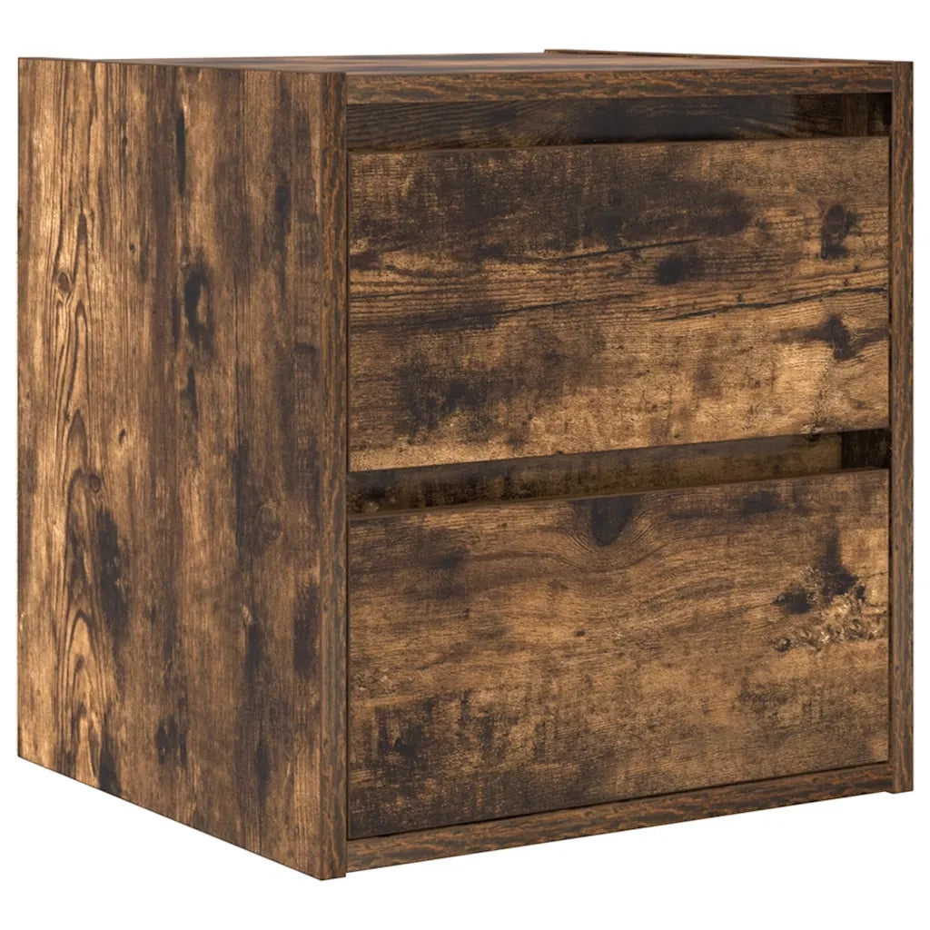 Comodino | Armadio da Notte | Mobiletto da notte a Muro Rovere Fumo 38x34x40 cm
