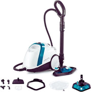 Vaporetto Smart 100_T Pulitore a Vapore con Bollitore ad Alta Pressione - 4 Bar Pressione del Vapore - Fumogeno Ilimitato - Uccide fino al 99,99% dei Virus - Batteri e Microrganismi Patogeni - 9 Accessori - Bianco/Turquesa